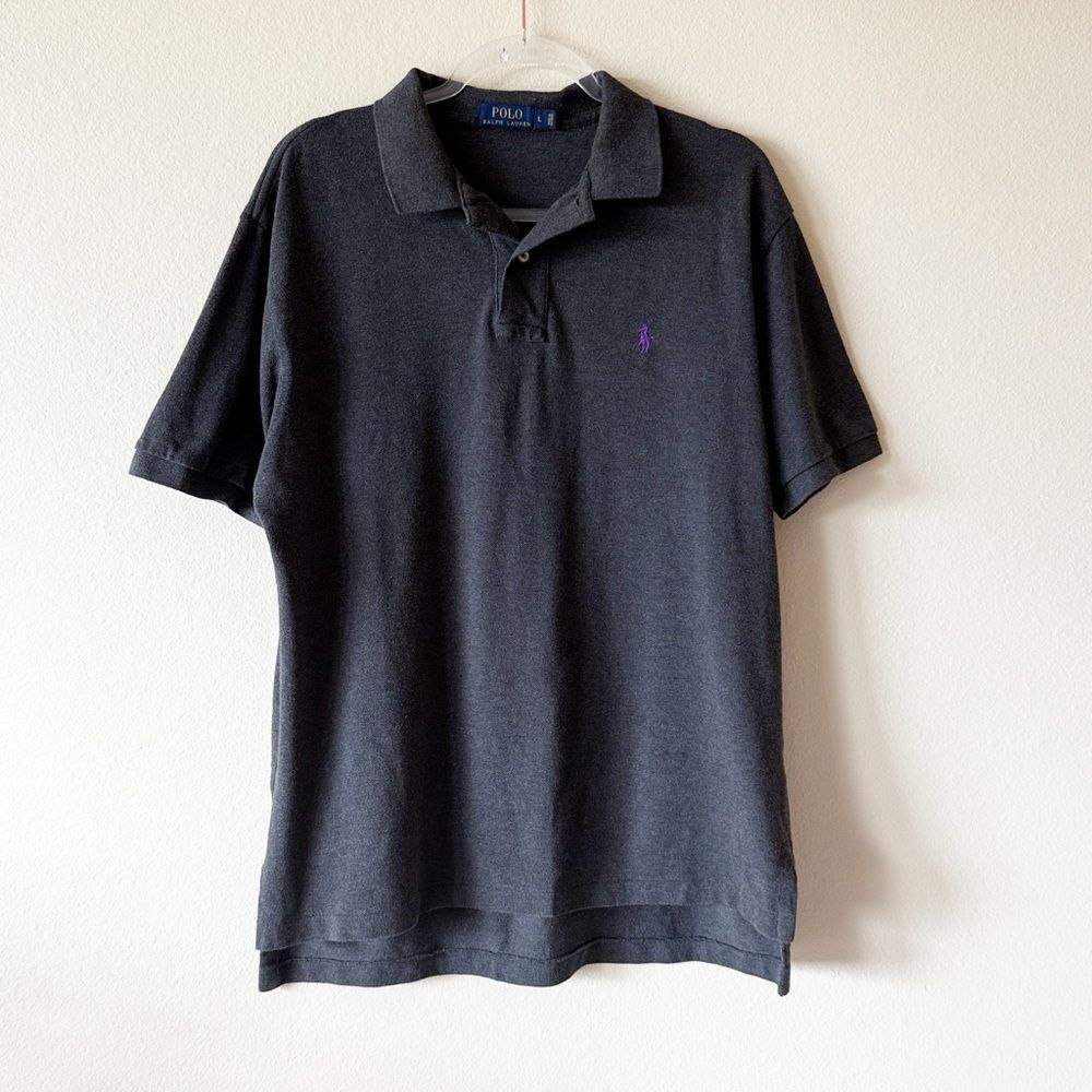 Polo Ralph Lauren Gray Polo Shirt Purple Pony